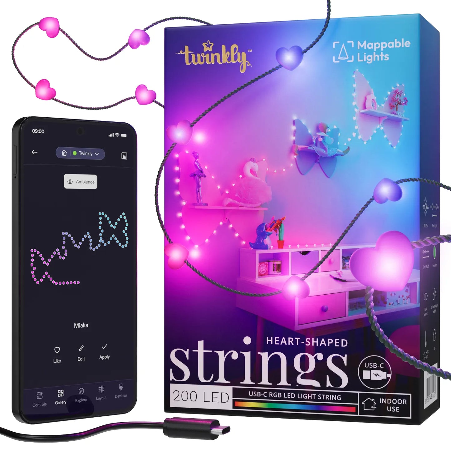 Twinkly Strings USB-C – Herzen
